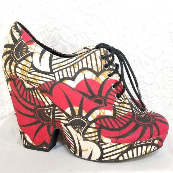 Ecote Shoes - Platform Wedge BATIK Fabric Ankle